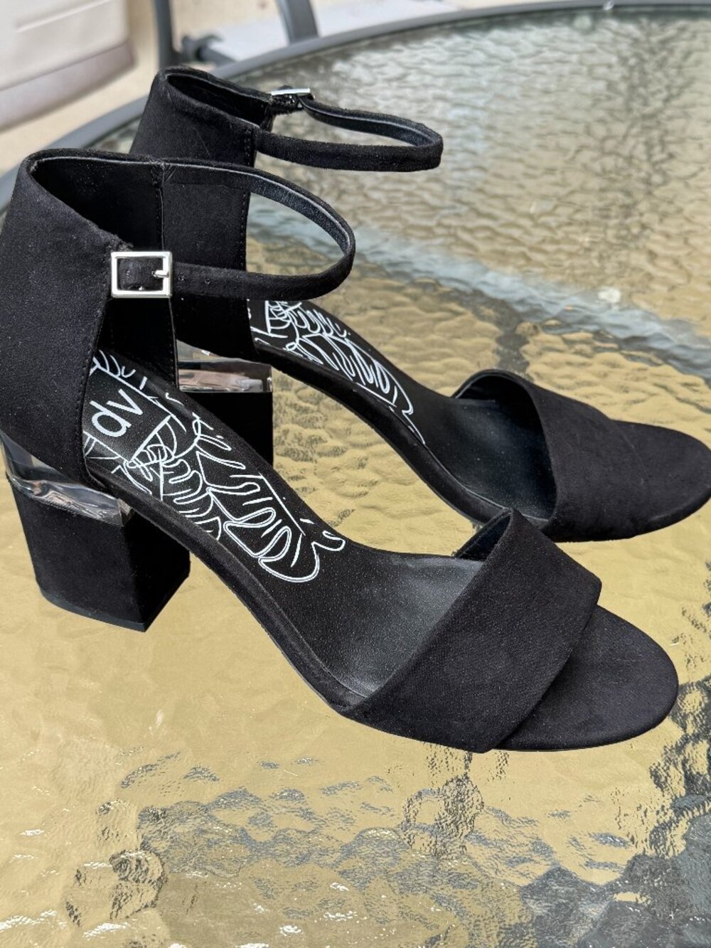 1 Pair DV Black Heels with Clear Lucite Heel, Size 10M Women's